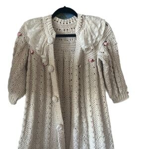Vintage Lace CottageCore Shabby Chic Boho Y2K Roses chunky cardigan